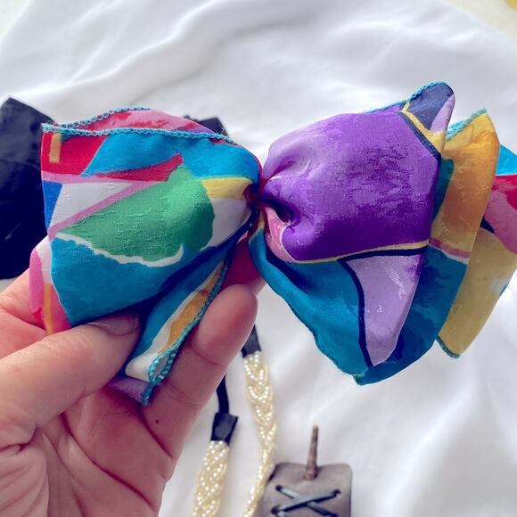 Vintage hair bows/clips/headband set of 7 - Picture 3 of 4